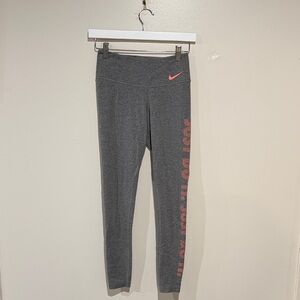 Nike women’s Gray Leggings with Coral Logo